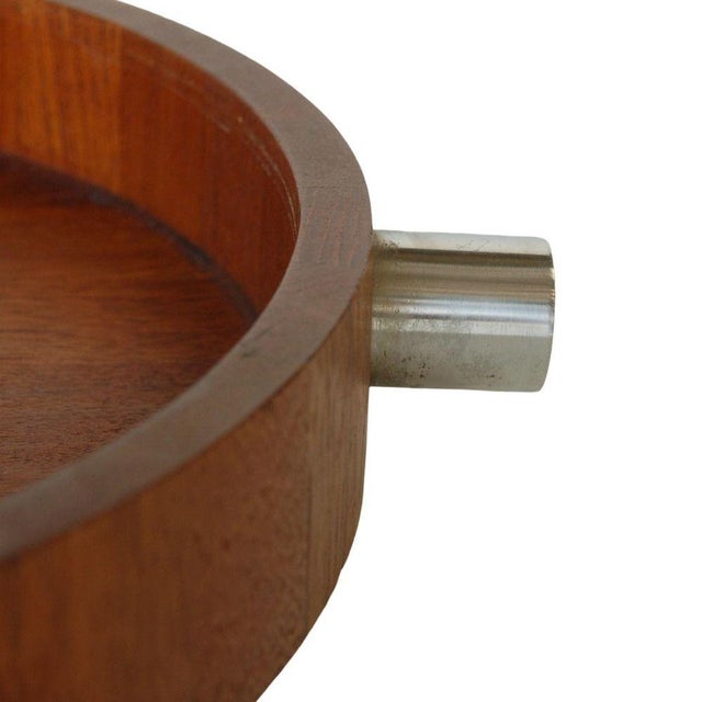 1960s MCM Danish Teak Salad Serving Tray W/ Machined Handles by Cobblewood Lundtofte For Sale In Los Angeles - Image 6 of 8