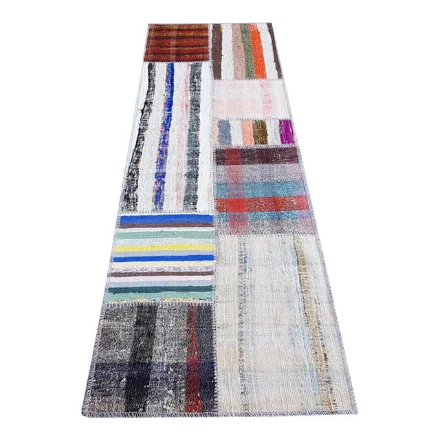 Mid 20th Century Turkish Handknotted Kilim Runner For Sale