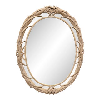 Vintage Carolina “Palm Frond” Oval Wall Mirror For Sale