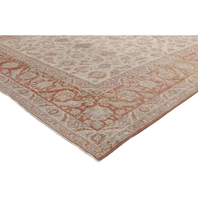 52435 Rustic Antique Persian Isfahan Rug, 08'00 x 12'02. Rustic charm meets patriotic flair in this hand knotted wool...
