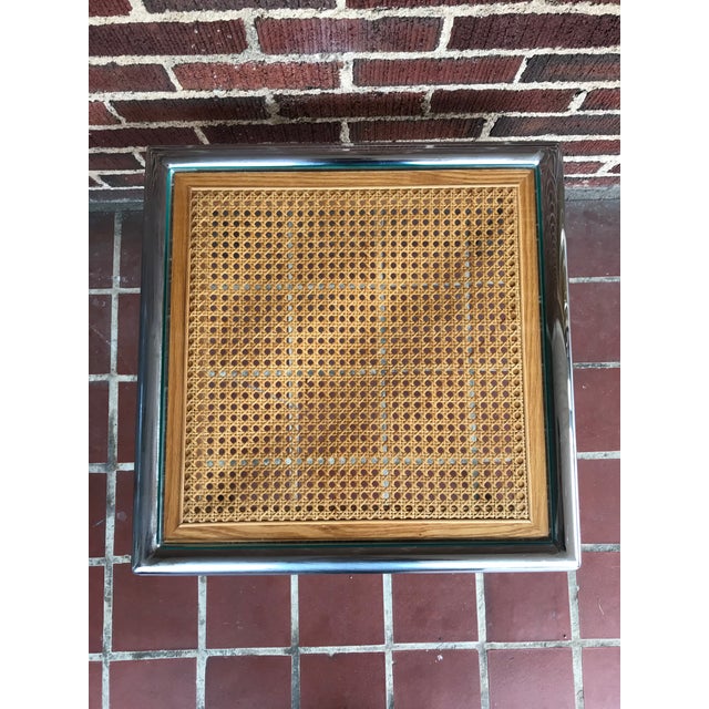 Mid-Century Modern 1970s Mid-Century Modern Milo Baughman Chrome Cane Side Table For Sale - Image 3 of 7