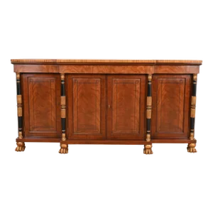 Baker Furniture French Empire Flame Mahogany Sideboard or Bar Cabinet
