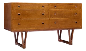Mid 20th Century Helge Vestergaard-Jensen for Peder Pedersen Mid Century Sculptural Danish Teak 6 Drawer Dresser