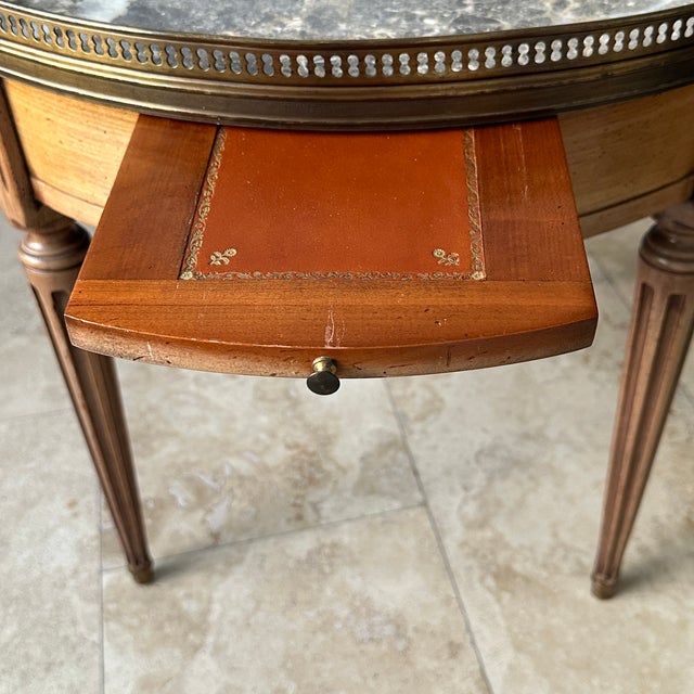 Brown Antique Louis XVI Wooden Game Table with Brass and Marble Top, 1890s For Sale - Image 8 of 18