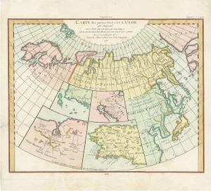 Antique Map of North Europe and East Asia by Vaugondy, 1750