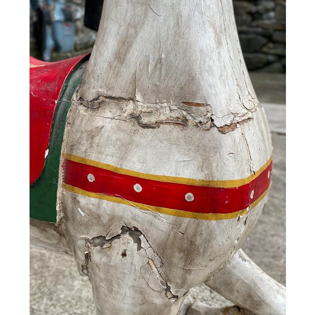 Wood Antique Primitive Farmhouse Wood Carved Carousel Pony Horse For Sale - Image 7 of 10