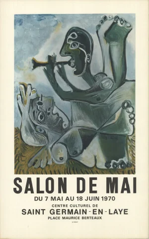 1970 Pablo Picasso 'Salon de Mai' Cubism Brown, Green France Lithograph
