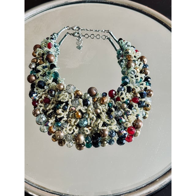 Contemporary 1990s Y2k Maximalist Beaded Cluster Bib Necklace For Sale - Image 3 of 15
