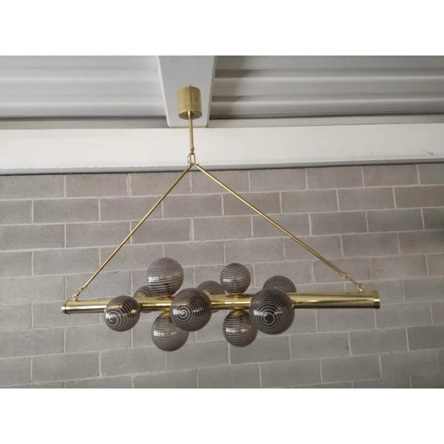 Mid-Century Murano Glass and Brass Chandelier, 2000a For Sale - Image 9 of 9