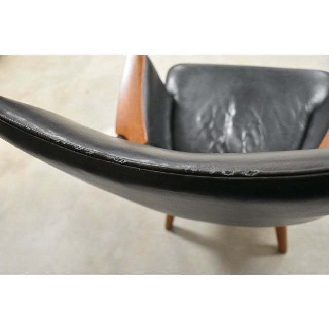 Animal Skin 1960s Hans J. Wegner Black Leather Mama Bear Chair For Sale - Image 7 of 11