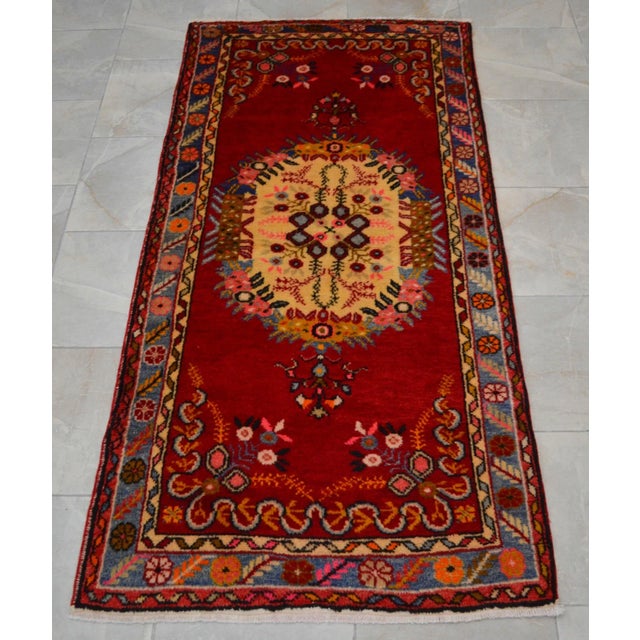 1960s 1960s Vintage Turkish Rug Traditional Hand Knotted High Pile Wool Area Rug - 3' 3" X 6' 9" For Sale - Image 5 of 11