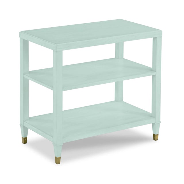This is a made to order item with a 8-10 week lead time. The color is Benjamin Moore Palladian Blue. A rectangular top...
