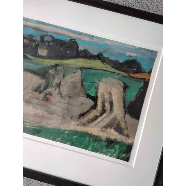 Mid-Century Modern Florence Jamieson, Landscape, 1960s Gouache and Mixed Media, Framed For Sale - Image 3 of 6