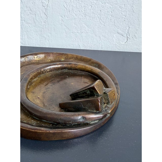 Metal Brazilian Modern Handcrafted Studio Bronze Ashtray or Catchall, Signed Ds For Sale - Image 7 of 11