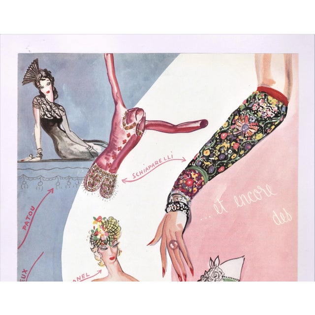 This is a unique, whimsical and RARE French fashion print that dates to 1937. It originally came from a French fashion...