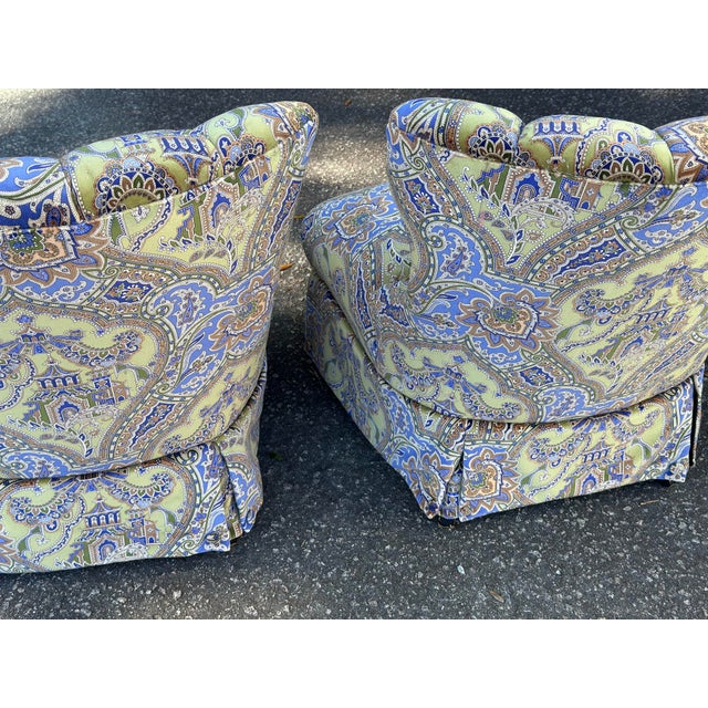 Hollywood Regency Vintage Chairs Reupholstered in Brunswick Velvet For Sale - Image 3 of 11