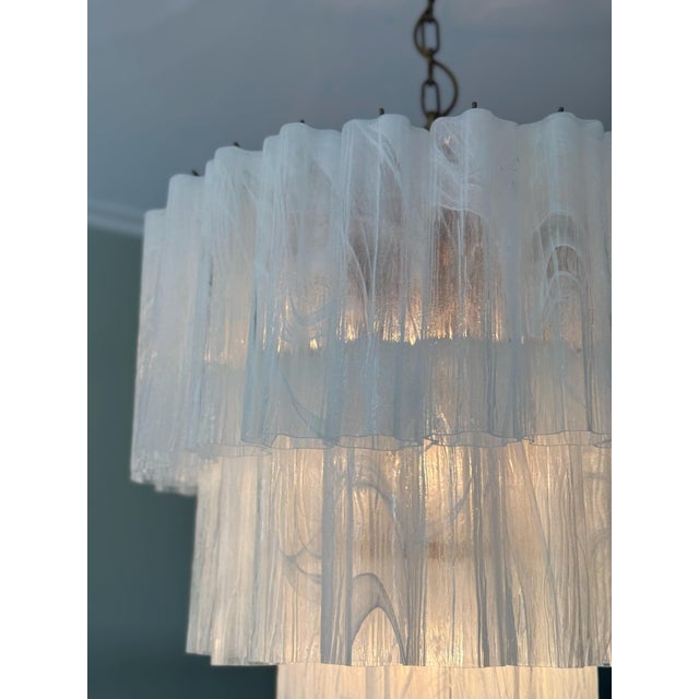 Large Bold Eclectic White Murano Chandeliers, Set of 2 For Sale - Image 10 of 13
