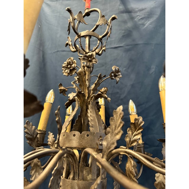 1920s Spanish Revival Style 12 Bulb Chandelier With Flying Dragons For Sale - Image 4 of 12
