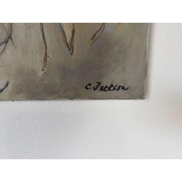 1970s C. Jackson Expressionist Abstract Oil on Canvas Painting – Signed, Unframed For Sale - Image 10 of 12
