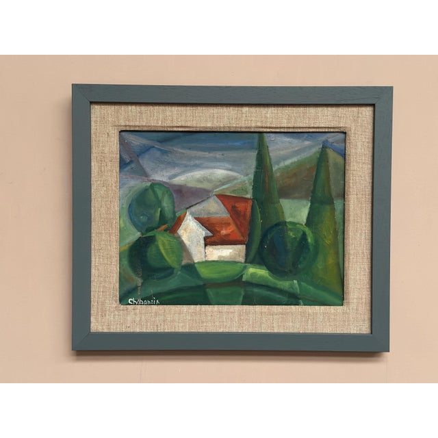 Chabaneix, Cubist Landscape, 1970s, Oil on Panel, Framed For Sale - Image 8 of 13