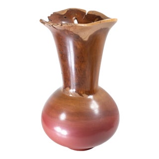 Mid-Century Modern Turned Carved Burlwood Live Edge Vase by Johannes Michelsen For Sale