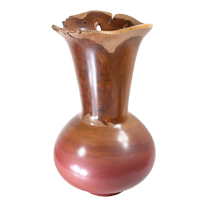 Mid-Century Modern Turned Carved Burlwood Live Edge Vase by Johannes Michelsen