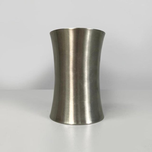 Italian Silver Colored Round Vase in Stainless Steel, 2000s For Sale - Image 6 of 14