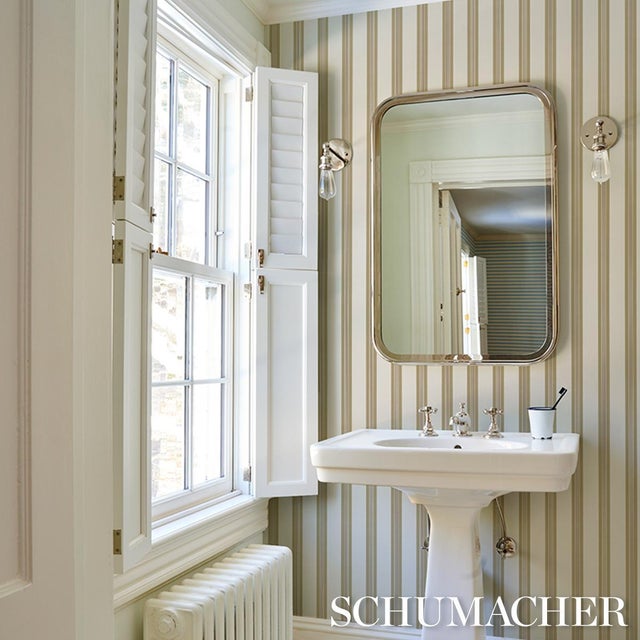 2020s Schumacher Chatham Stripe Wallcovering In Driftwood For Sale - Image 5 of 6