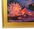 Impressionist painting on stretched canvas of an illuminated carnival amusement park scene at night, featuring a prominent...