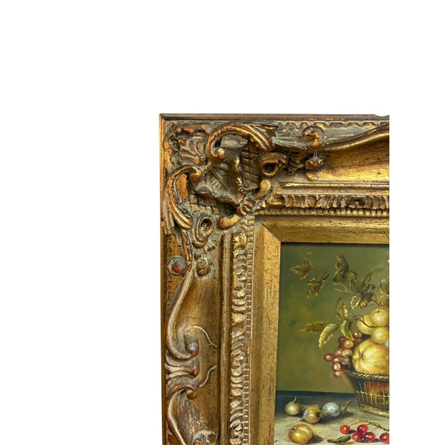 Rustic European Mid 20th Century European-Style Still Life Fruit Painting in Ornate Gilt Frame For Sale - Image 3 of 6