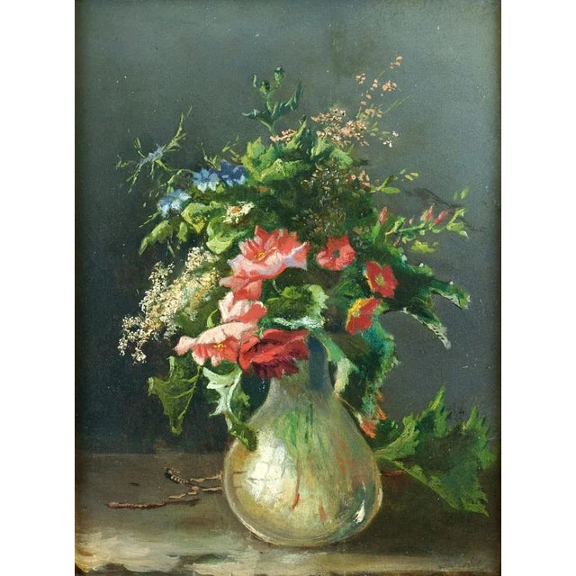 Jean-Baptiste Robie, Still Life with Meadow Flowers, Oil on Canvas For Sale - Image 6 of 6