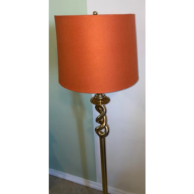 Modern 1970s Twisted Brass Floor Lamp For Sale - Image 3 of 6