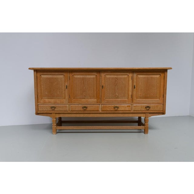 Mid-Century Brutalist Danish Oak Sideboard by Henning Kjærnulf for EG, 1960s For Sale - Image 11 of 18