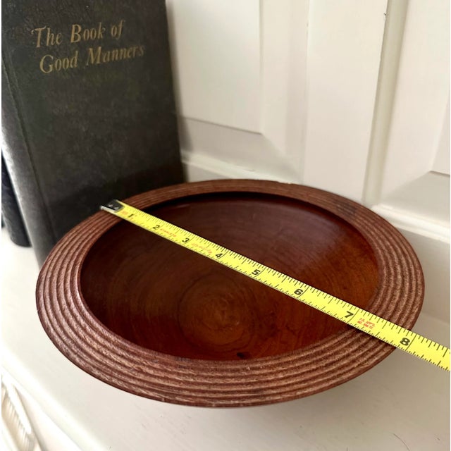 Danish Modern Style Hand-Crafted Wood Turned Walnut Bowl For Sale - Image 12 of 13