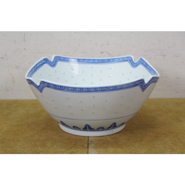 Mid 20th Century Tienshan Chinese Chinoiserie Blue White Rice Grain Dinner Service - 55pcs For Sale - Image 14 of 16