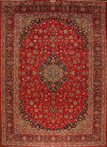 Middle Eastern Hand-Knotted Kashan Rug
