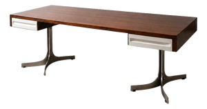 Italian Wood and Metal Writing Desk by Trau Arredamenti for Metallici Spa, 1960s