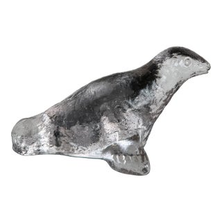 Vintage Swedish Glass Seal by Uno Westerberg for Pukeberg Glass, 1970s For Sale
