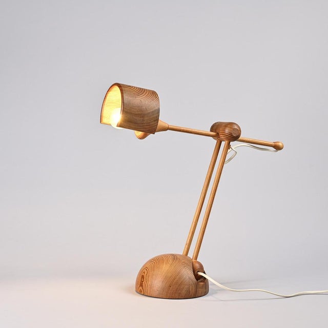 1970s Turned Wood Desk Lamp, Switzerland, 1970s For Sale - Image 5 of 12