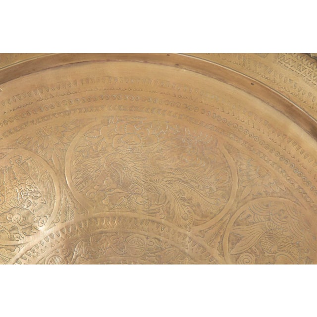 Brass 1950s Hanging Metal Brass Tray Mid Century Modern Chinoiserie Wall Decor 35 in D For Sale - Image 8 of 12
