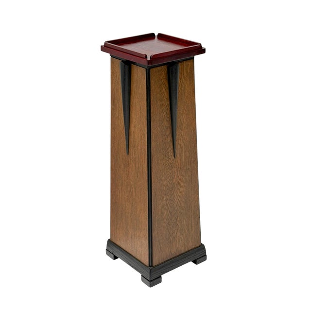 Art Deco Pedestal in Oak by E.G.C. Schubad, 1920s For Sale - Image 10 of 10
