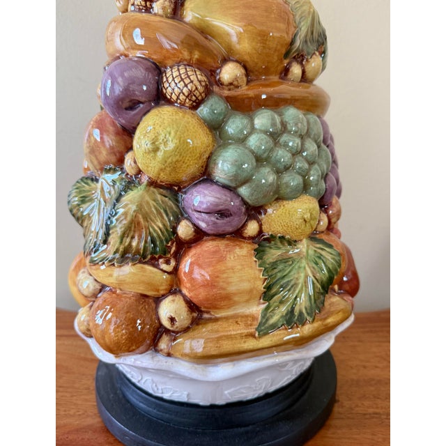 Orange Large Mid 20th Century Italian Porcelain Fruit Topiary Table Lamp For Sale - Image 8 of 12