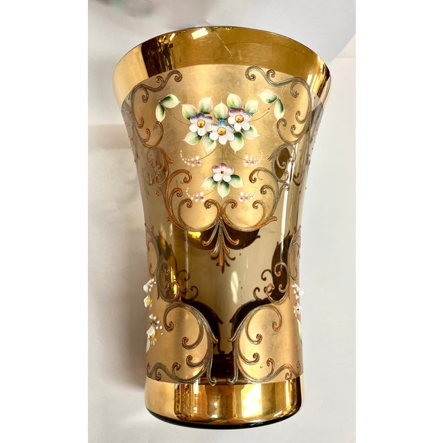 Mid 20th Century Vintage Czech Bohemian Amber Art Glass Vase For Sale - Image 5 of 12