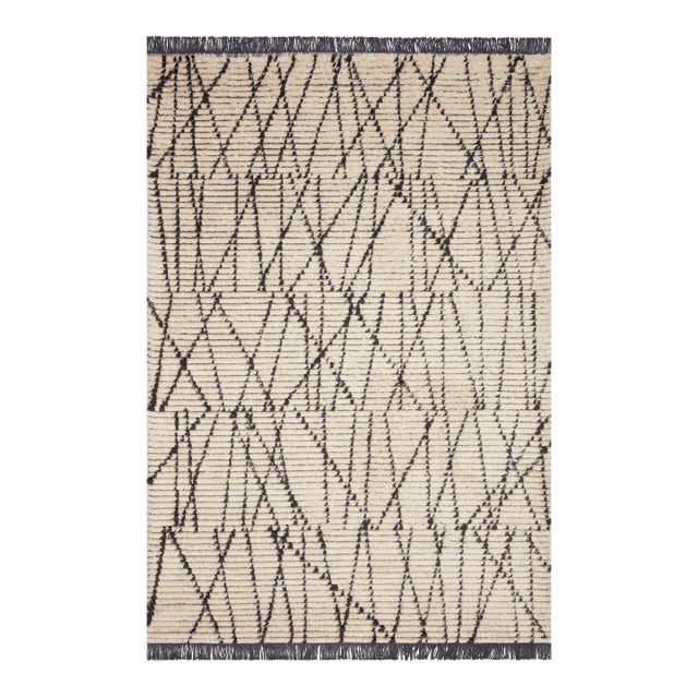Chris Loves Julia x Loloi Alice Rug Cream / Charcoal 7'-9" x 10' Area Rug For Sale
