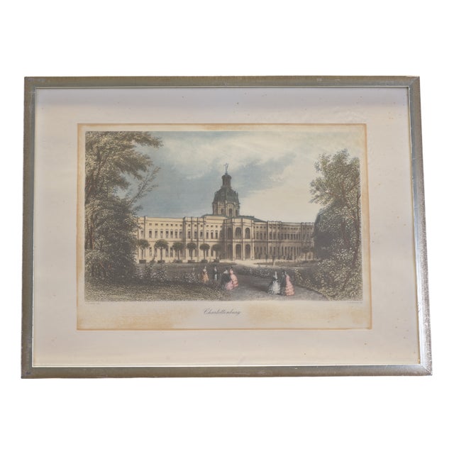 Steel Engraving, Charlottenburg Palace, Berlin Veduta by A. Carse, Circa 1855 For Sale