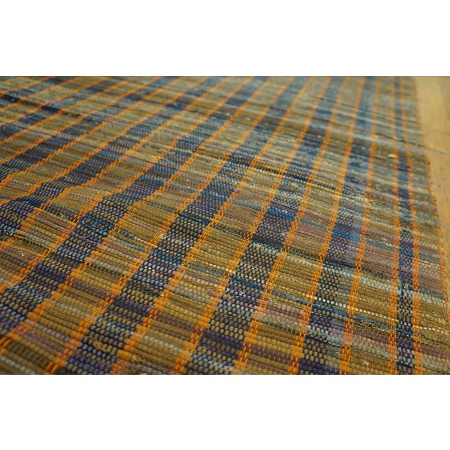 Mid 20th Century 1950s Multicolor Stripe Vintage American Rag Rug Runner 3' X 33' Handknotted Wool Carpet For Sale - Image 5 of 6