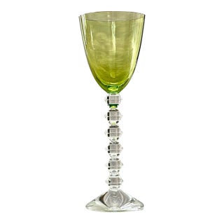 Vintage Baccarat Vega Olive Green Rhine Wine Glass For Sale