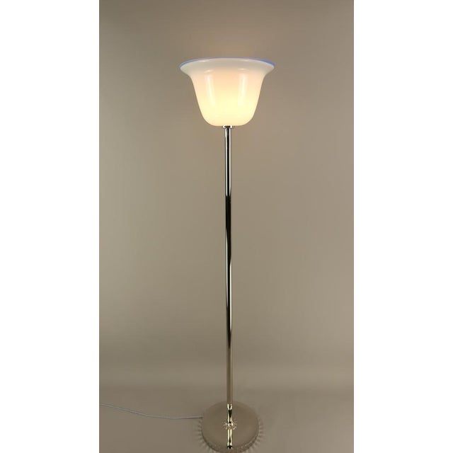 Large Art Deco Chrome Floor Lamp with Opal Glass Shade, Münich, 1920s For Sale - Image 11 of 16