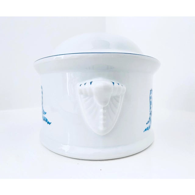 French Country Vintage Blue Gingham by Howard Kaplan Philippe Deshoulieres French Country Casserole Dish For Sale - Image 3 of 9