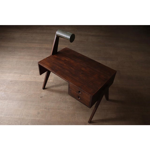 Desk with Integrated Lamp by Pierre Jeanneret for Chandigarh, 1950s For Sale - Image 13 of 18